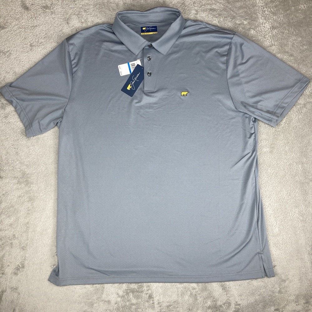 Jack Nicklaus Men's Golf‎ Polo Shirt Size XL Gray Blue Check Stretch Stay Dry